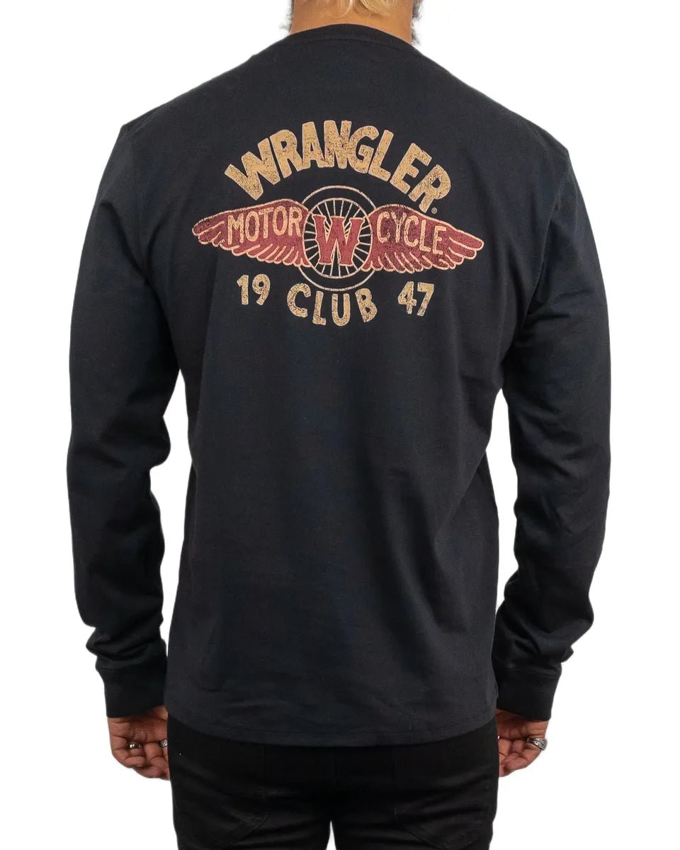 Wrangler - Långärmad T-Shirt - Americana Motorcykel - Svart - jhstore.se