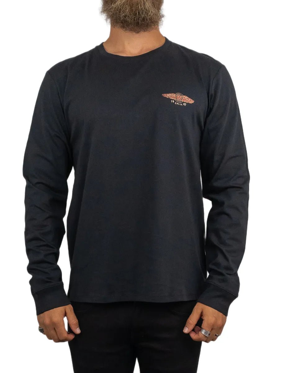 Wrangler - Långärmad T-Shirt - Americana Motorcykel - Svart - jhstore.se