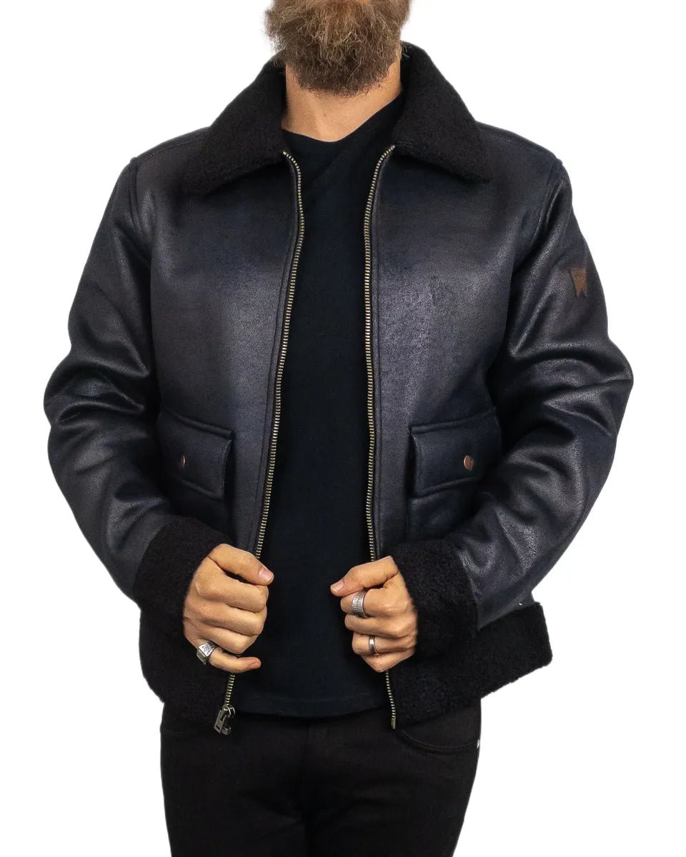 Wrangler - Skinnjacka Sherpafodrad - Shearling - Svart - jhstore.se