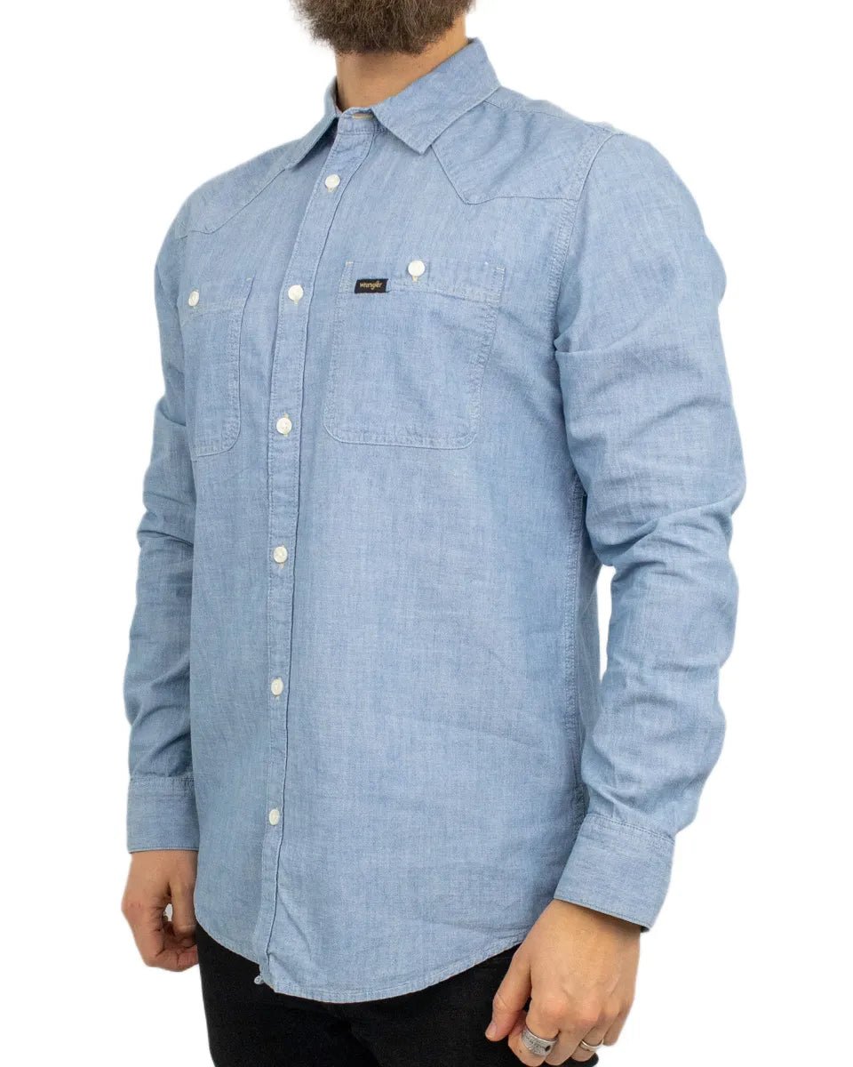 Wrangler - Skjorta - Chambray - Blå - jhstore.se