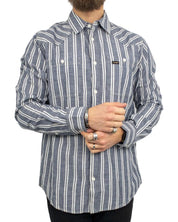 Wrangler - Skjorta - Chambray Randig - Blå - jhstore.se