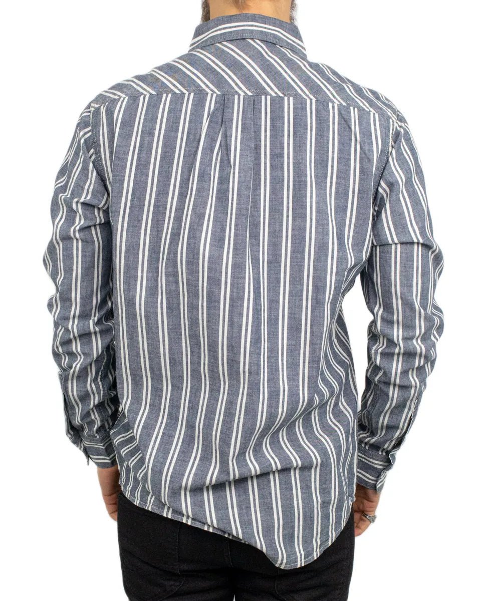 Wrangler - Skjorta - Chambray Randig - Blå - jhstore.se