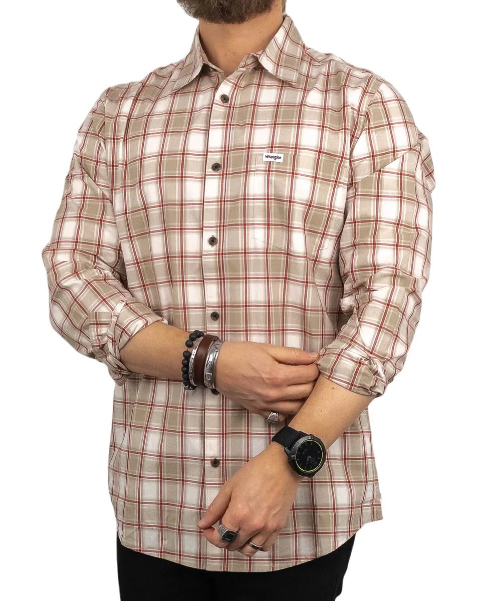 Wrangler - Skjorta Rutig - 1 Pocket - Beige - jhstore.se