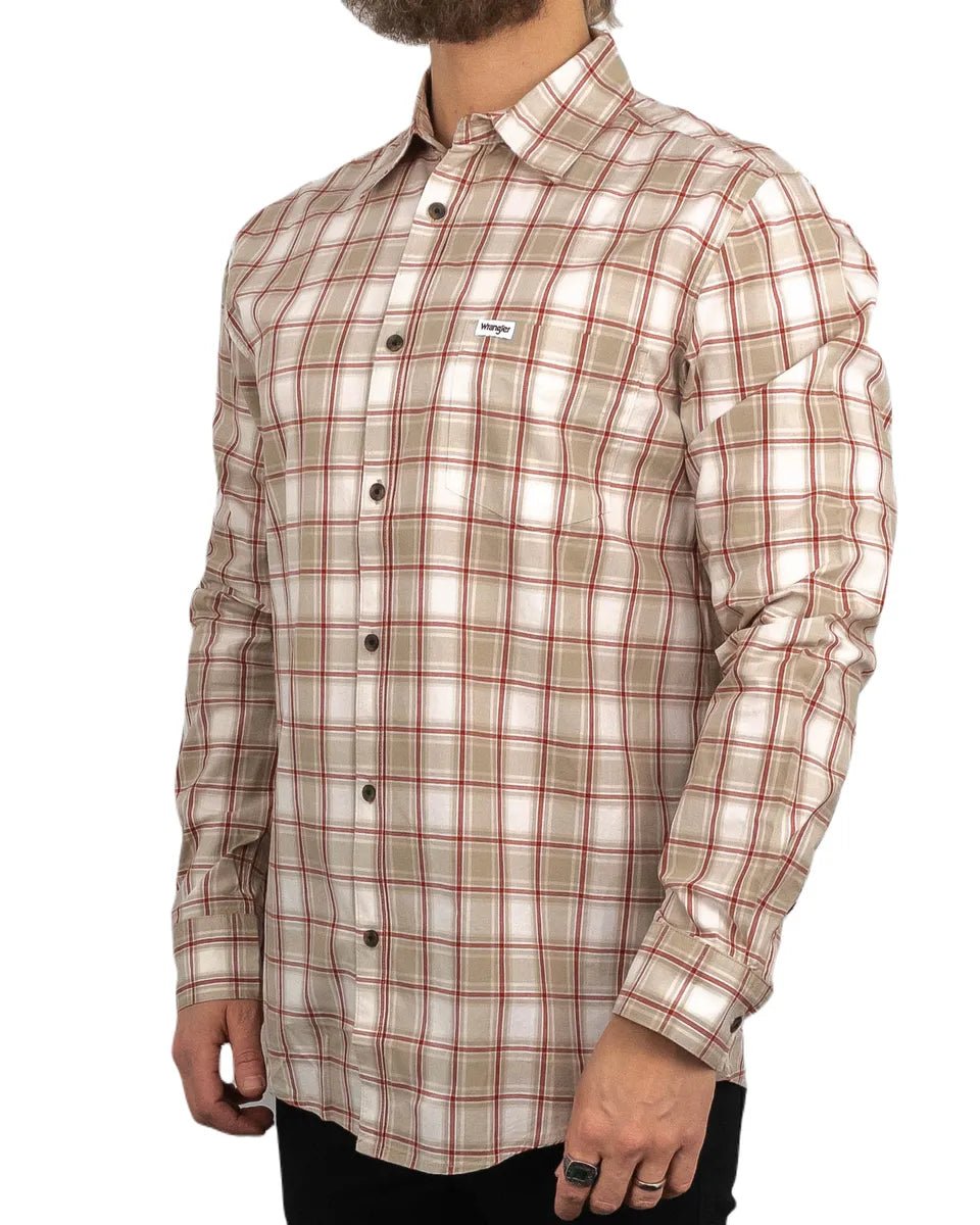 Wrangler - Skjorta Rutig - 1 Pocket - Beige - jhstore.se