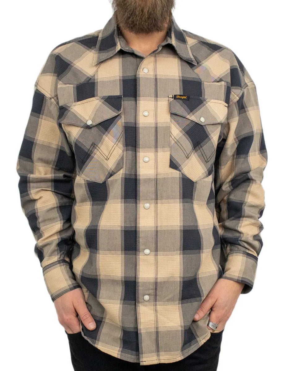 Wrangler - Skjorta - Rutig Oversized Western - Curds - Beige - jhstore.se