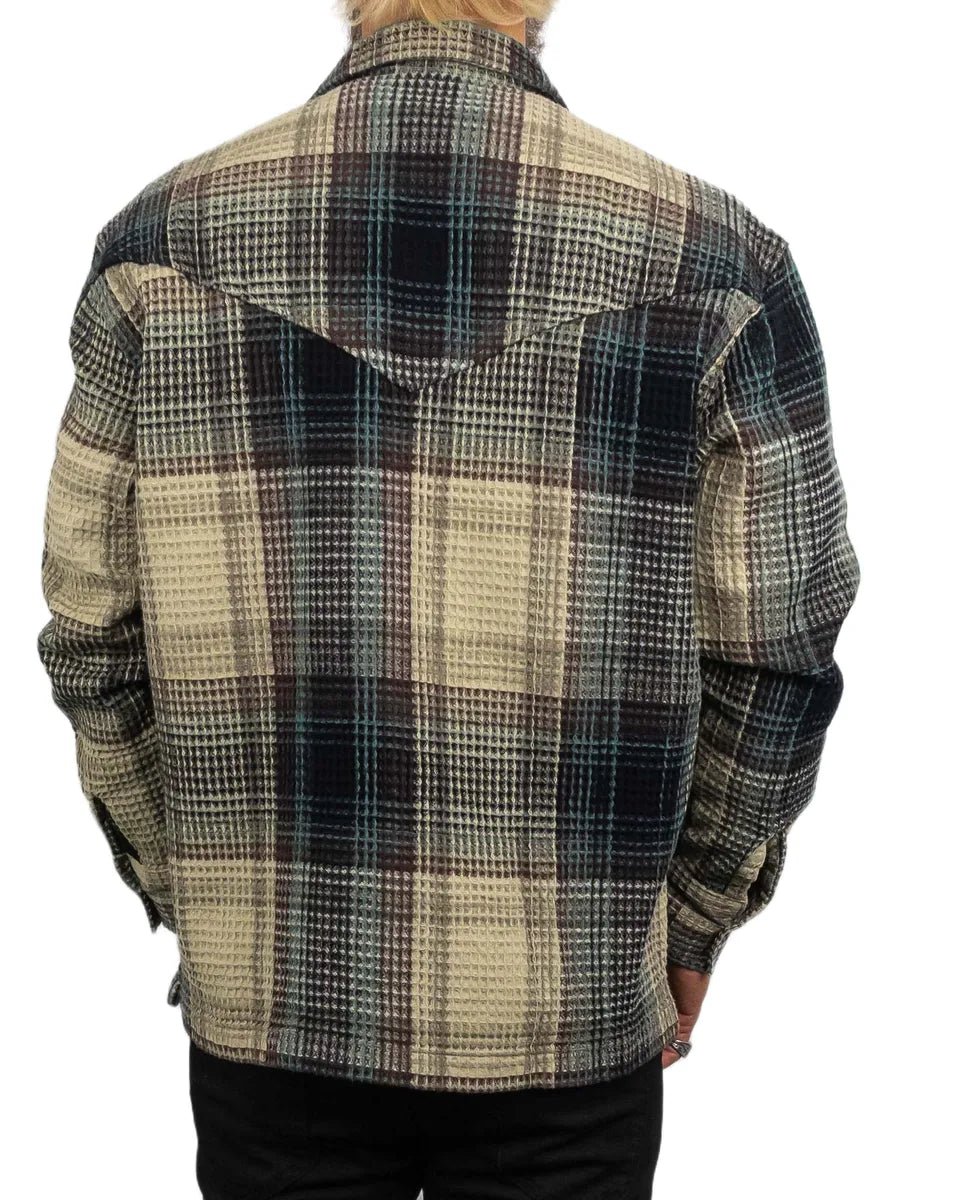 Wrangler - Skjorta Våfflad - Overshirt - Casey Jones CJ Resort - Beige/Blå - jhstore.se